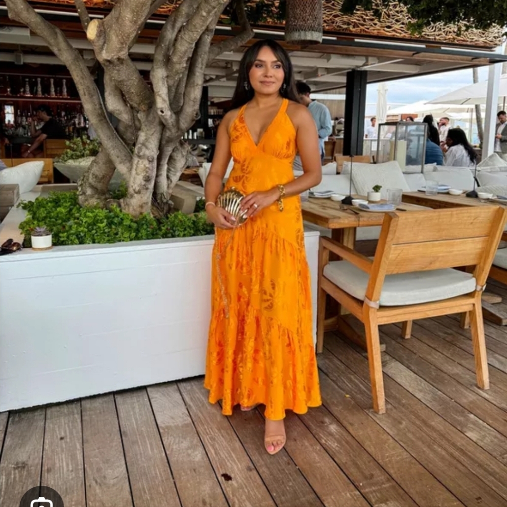 FARM Rio Orange Halter Maxi Dress